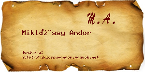 Miklóssy Andor névjegykártya