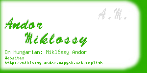andor miklossy business card